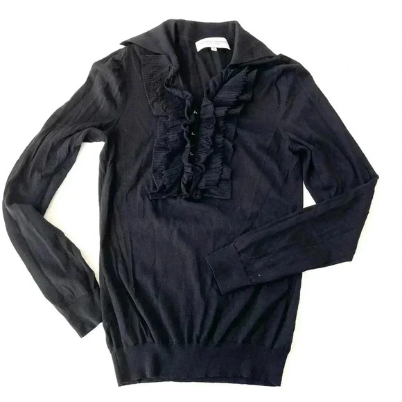 Vintage Carolina Herrera Ruffle Chest Sweater Size S - Picture 3 of 9